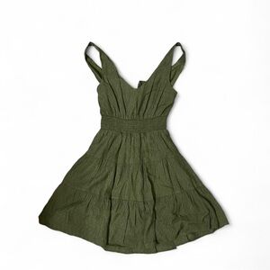 Elegant Olive Green Sleeveless Dress